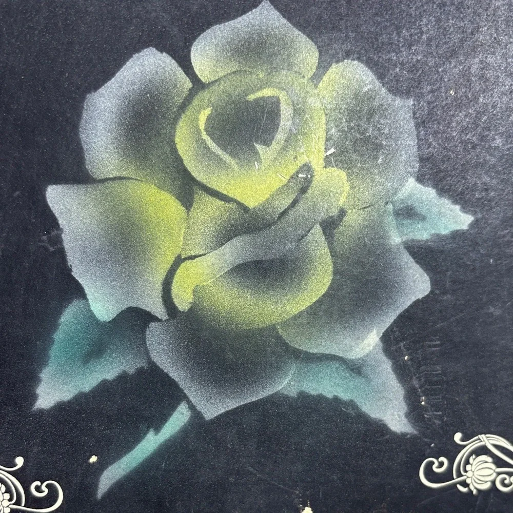 Vintage Meridiar‎ Wood Classic Handpainted Wooden Rose Love Plaque MCM Art 9